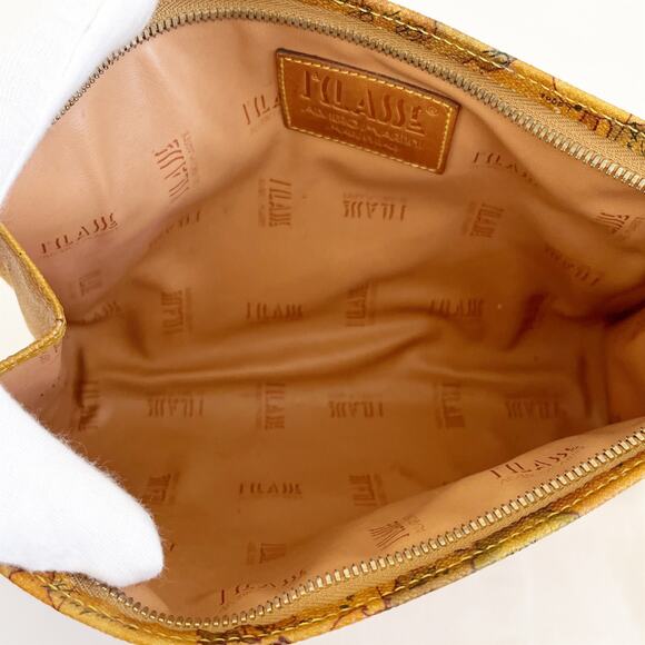 ALVIERO MARTINI Classe Prima Clutch Map Printed PVC Leather Bag - Picture 8 of 10